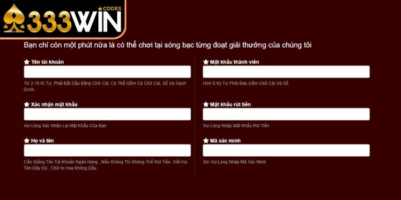 Nhập thông tin theo biểu mẫu đăng ký tài khoản