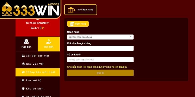 Quy trình rút tiền