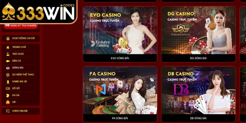 Sảnh EVO 333Win giải trí toàn diện và hợp pháp