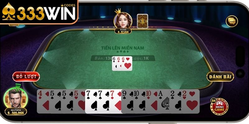 Tận dụng bài Tiến Lên Miền Nam 333Win đẹp để về nhất